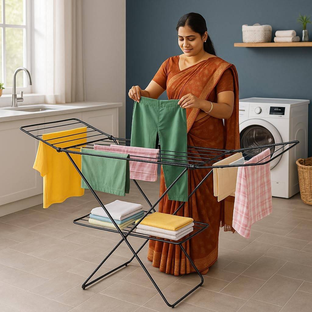 Parasnath Steel Black Color  Foldable Cloth Drying Stand 