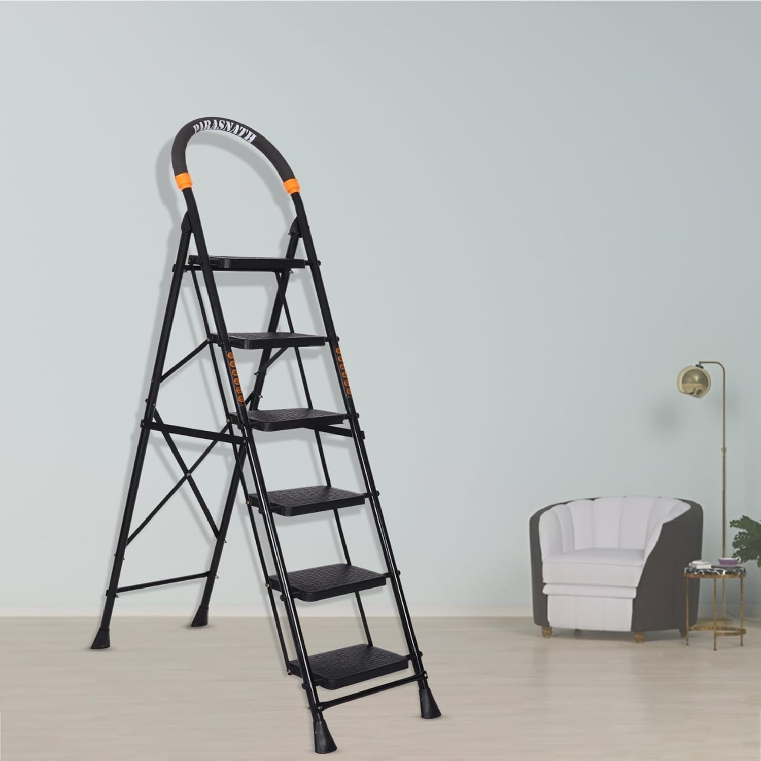 Parasnath GoUp 6 Step Foldable Steel Black Ladder