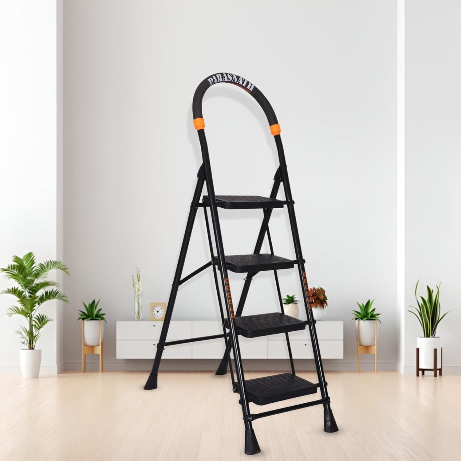 Parasnath GoUp 4 Step Foldable Steel Black Ladder 