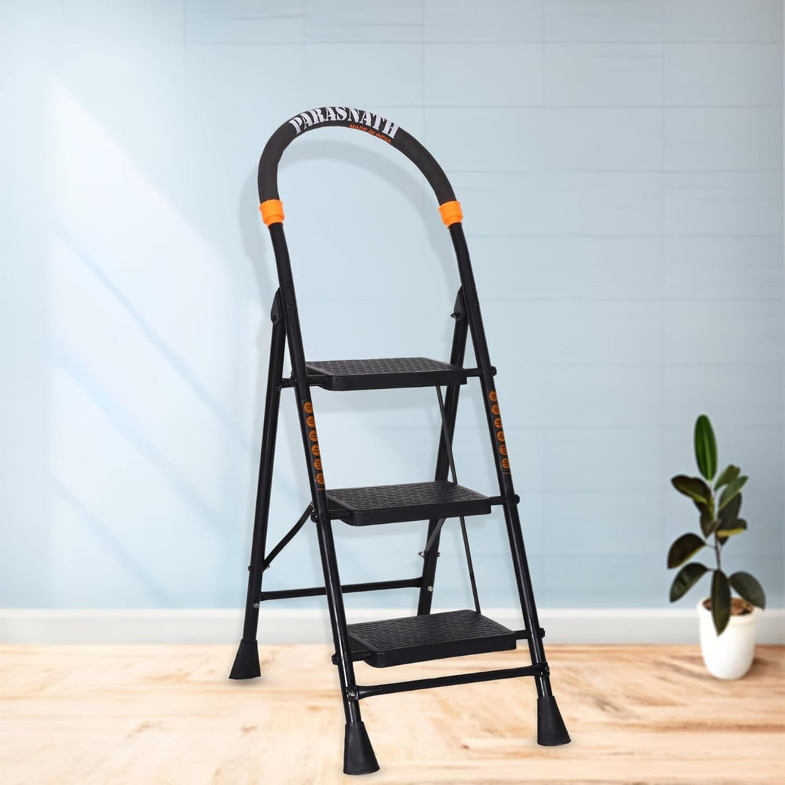 Parasnath GoUp 3 Step Foldable Steel Black Step Ladder