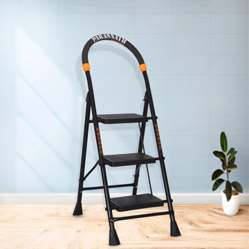 Parasnath GoUp 3 Step Foldable Steel Black Step Ladder