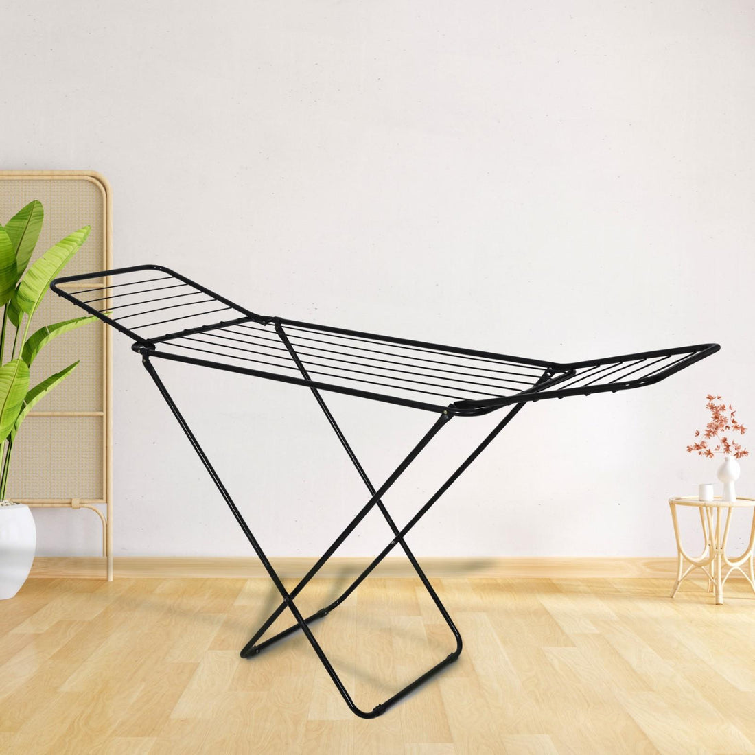 PARASNATH Winsome Cloth Drying Stand – Foldable, Lightweight, Durable Alloy Steel Laundry Rack for Indoor & Outdoor Use, Multiple Drying Rails, Made in India (Black) - PARASNATH