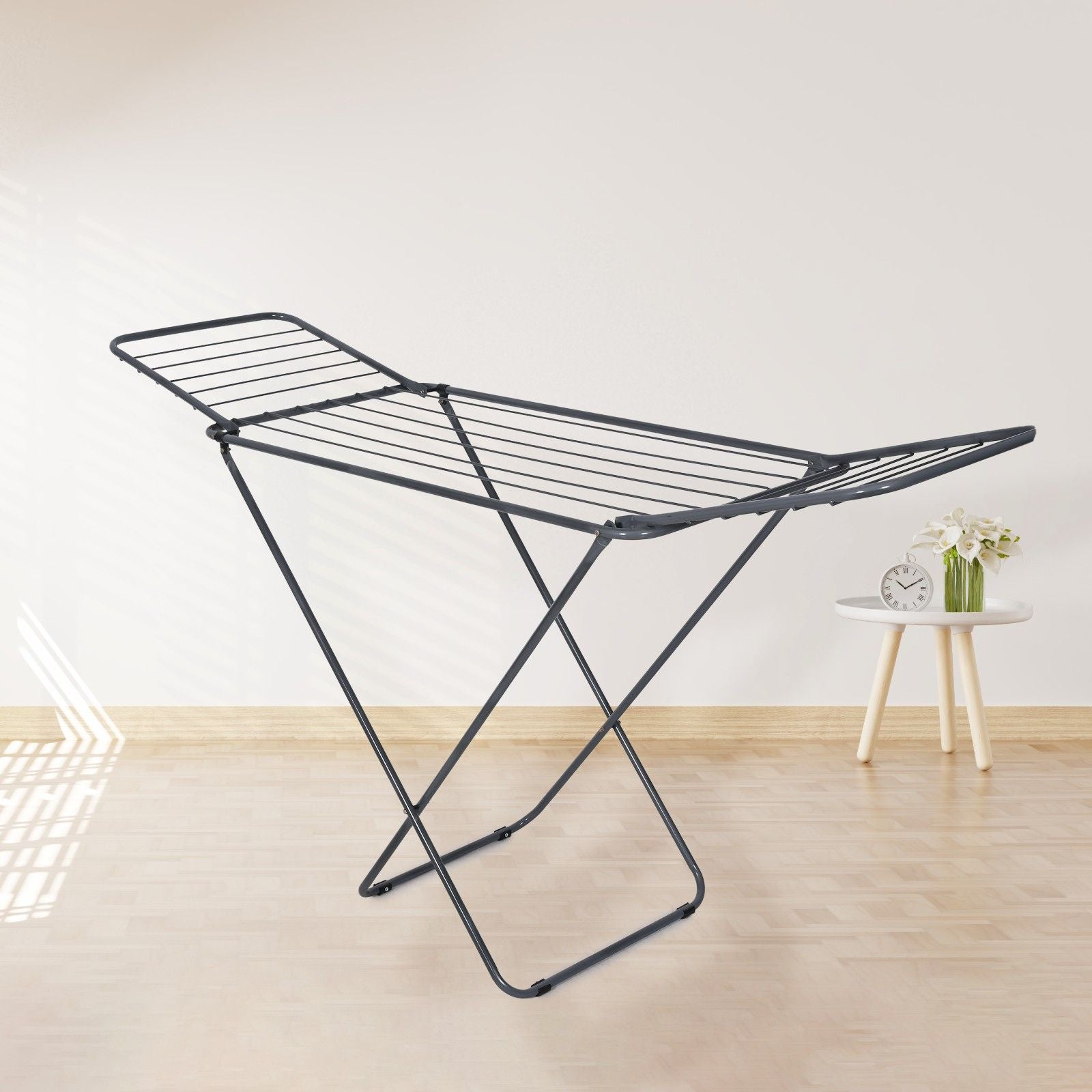 PARASNATH Winsome Cloth Drying Stand – Foldable, Lightweight, Durable Alloy Steel Laundry Rack for Indoor & Outdoor Use, Multiple Drying Rails, Made in India (Grey) - PARASNATH