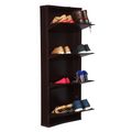 Parasnath Coffee Colour Wall Shoe Rack 4 Shelves Slim Lockable Steel Shoe Stand