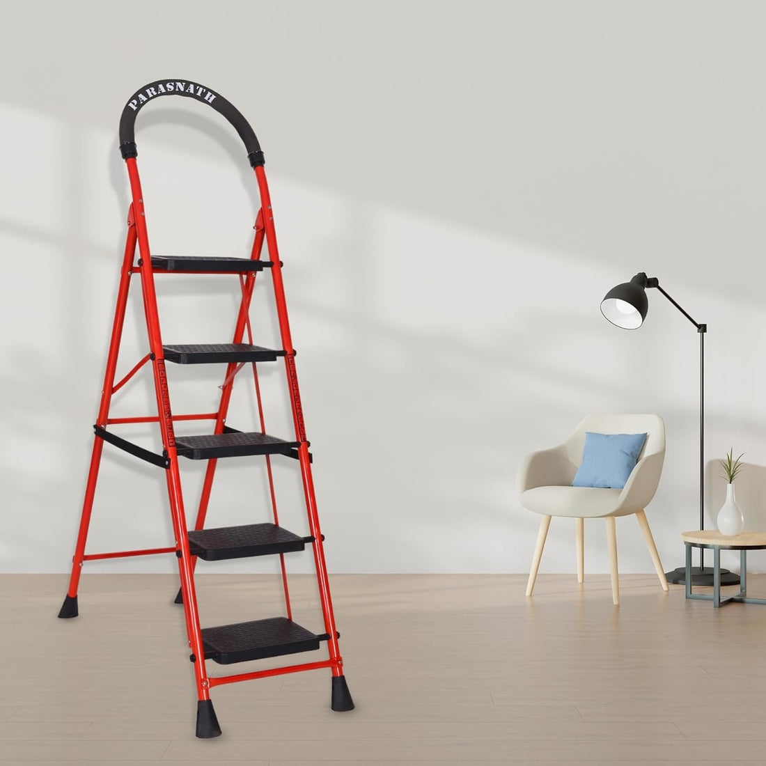 Parasnath GoUp 5 Step Red Steel Foldable Ladder