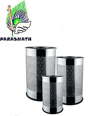 Parasnath Stainless Steel Perforated Dustbin Set of 3 Small Medium Large 