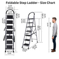 Parasnath GoUp 7 Step Foldable Steel Grey Step Ladder – Heavy-Duty and Lightweight Step Ladder with Anti-Skid Wide Plastic Steps, Safety Handle, High Reach Platform for Home, Kitchen, Office, Warehouse Use - 6 Year Manufacturer Warranty - Made in India - PARASNATH