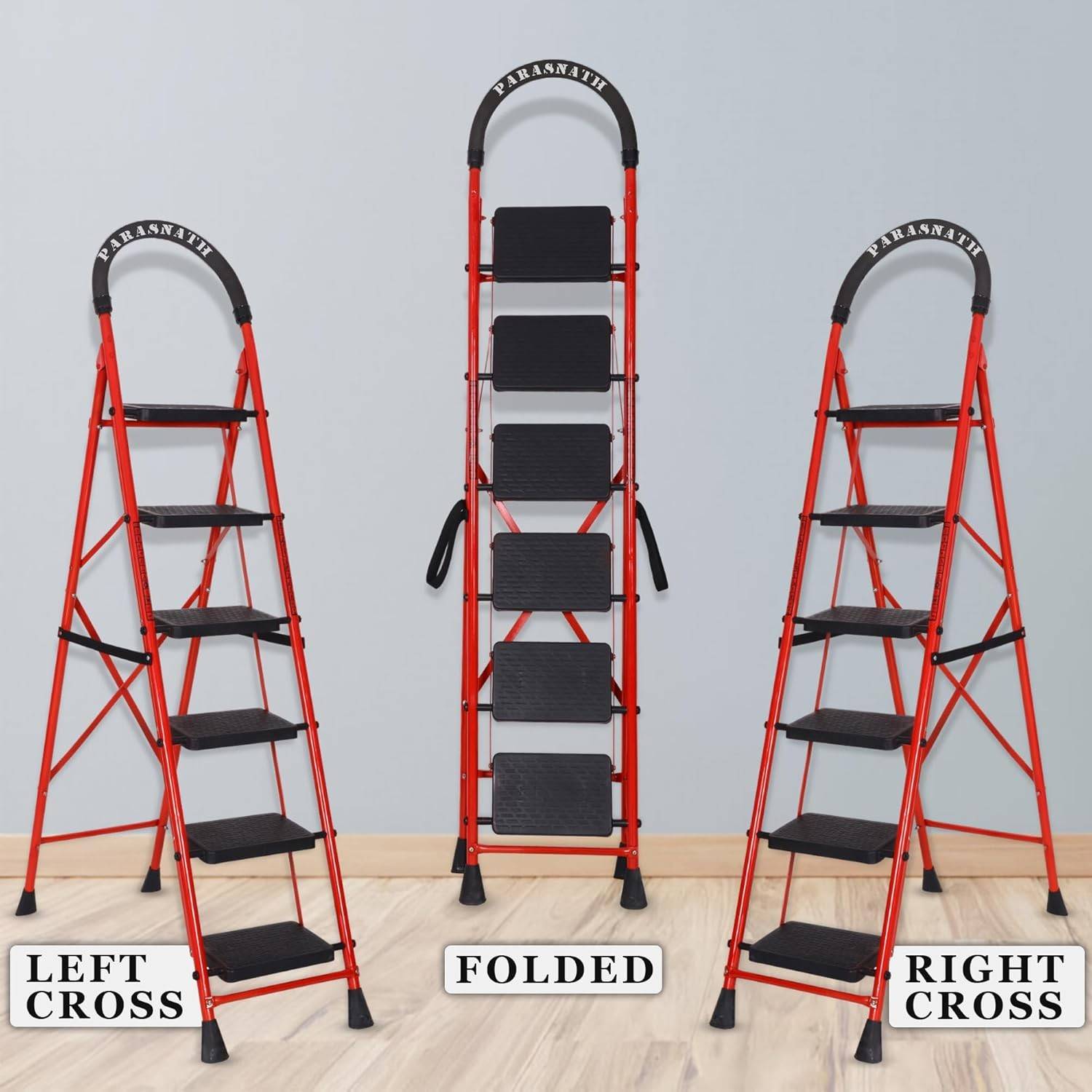 Parasnath GoUp 6 Step Red Steel Foldable Ladder