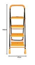 Parasnath Kohinoor 4 Step Heavy-Duty Folding Ladder – Strong Alloy Steel Step Ladder with Wide Anti-Slip Steps, 4.2 Ft Height, Rust-Resistant, Space-Saving Design for Home, Kitchen, Office & Shop Use – Made in India (Orange) - PARASNATH