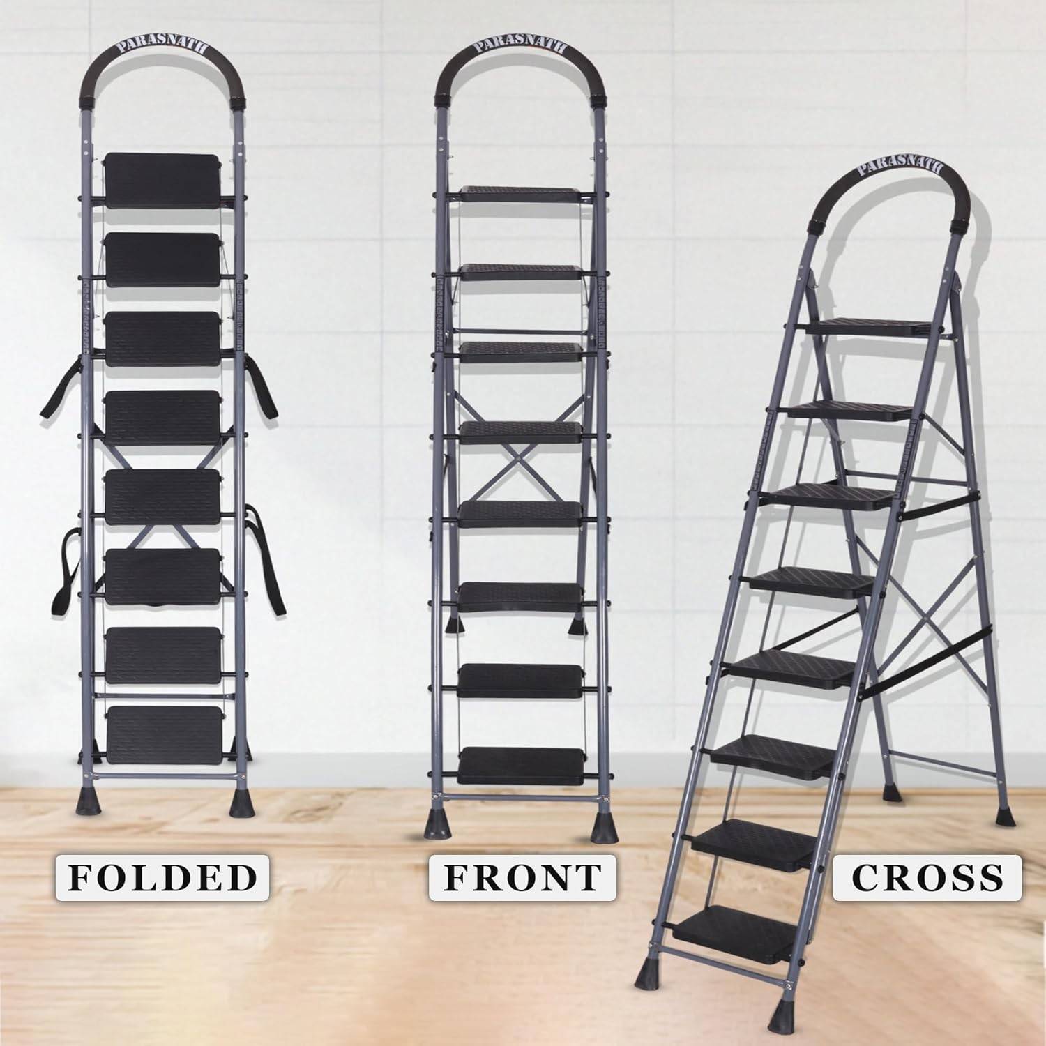 Parasnath GoUp 8 Step Foldable Steel Grey Ladder