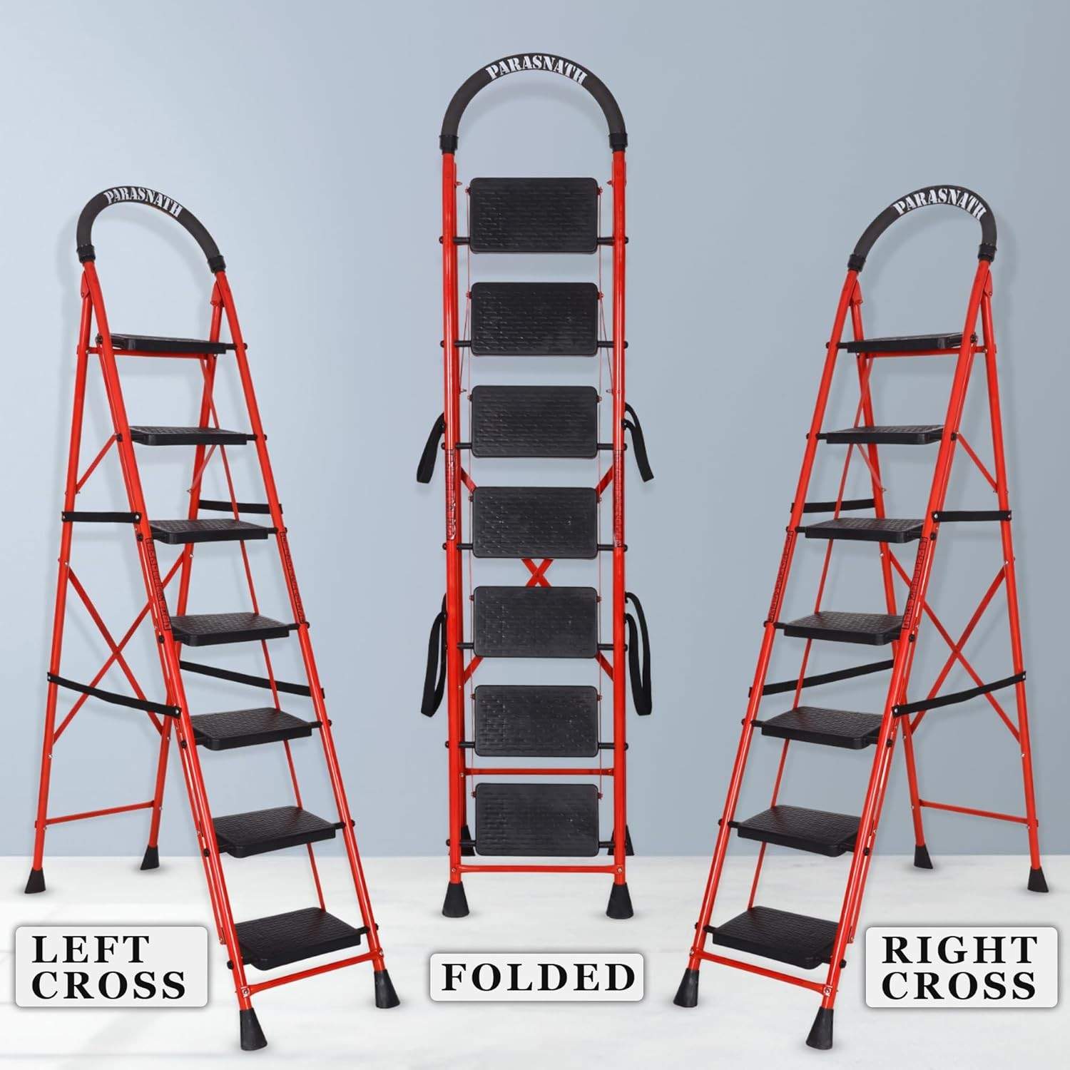 Parasnath GoUp 7 Step Red Steel Foldable Ladder