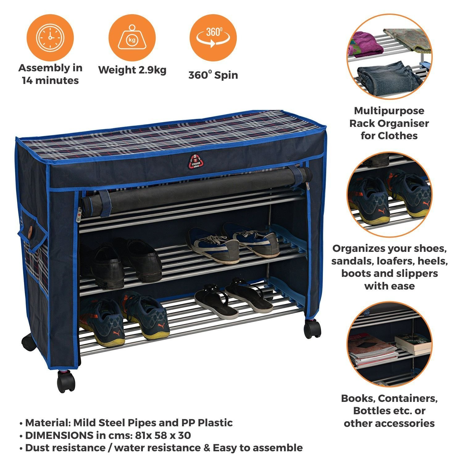 PARASNATH Trendy Cloth Shoe Rack with 3 Shelves