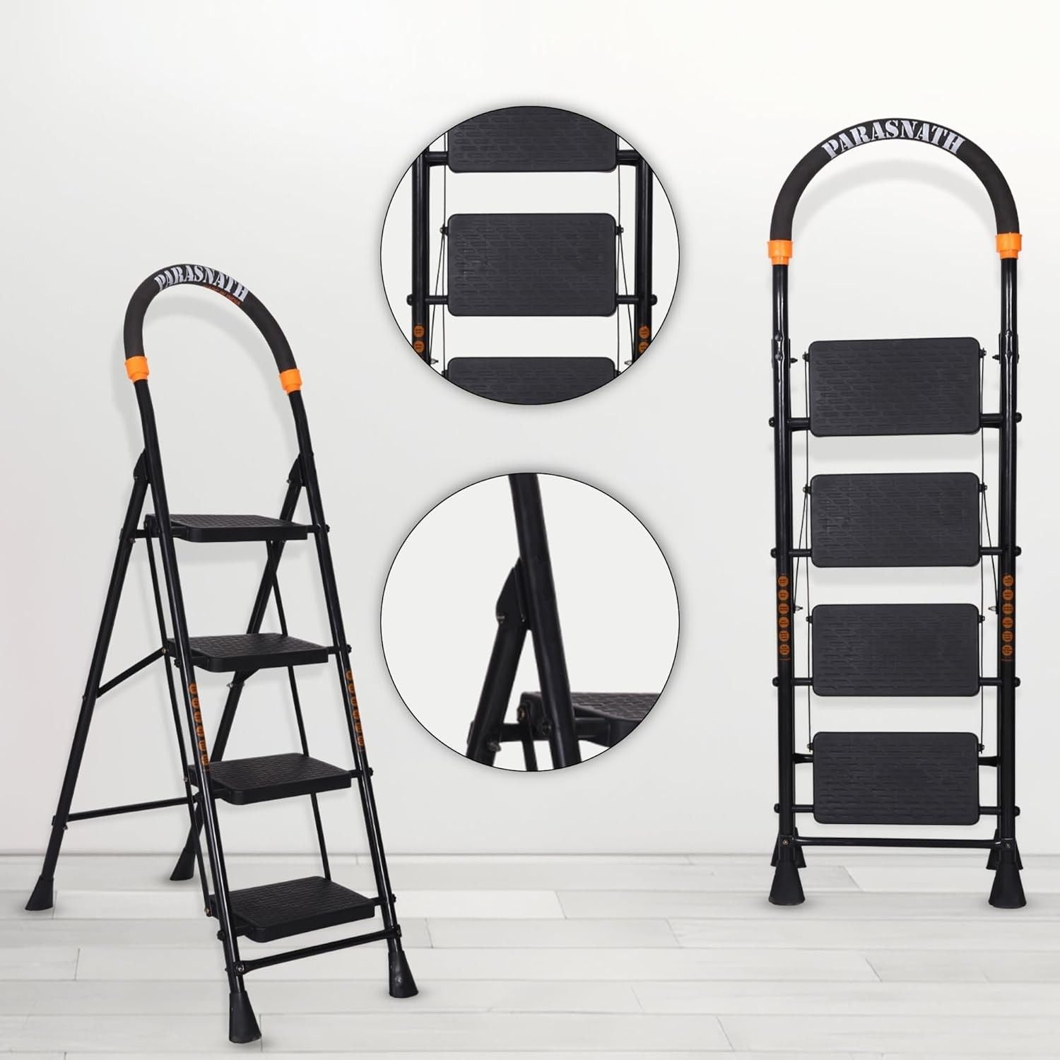 Parasnath GoUp 4 Step Foldable Steel Black Ladder 