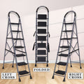 Parasnath GoUp 7 Step Foldable Steel Grey Step Ladder – Heavy-Duty and Lightweight Step Ladder with Anti-Skid Wide Plastic Steps, Safety Handle, High Reach Platform for Home, Kitchen, Office, Warehouse Use - 6 Year Manufacturer Warranty - Made in India - PARASNATH