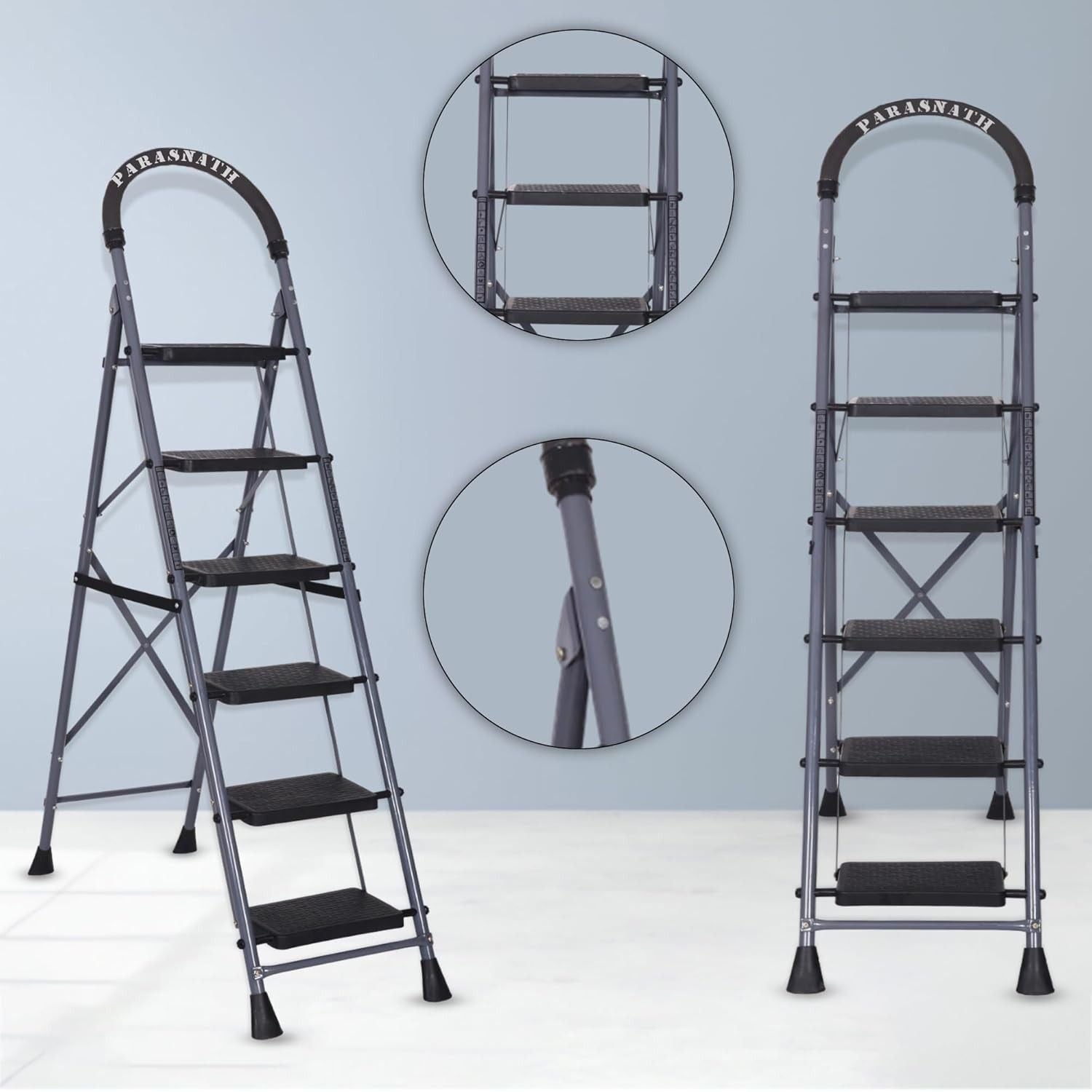 Parasnath GoUp 6 Step Foldable Steel Grey Step Ladder