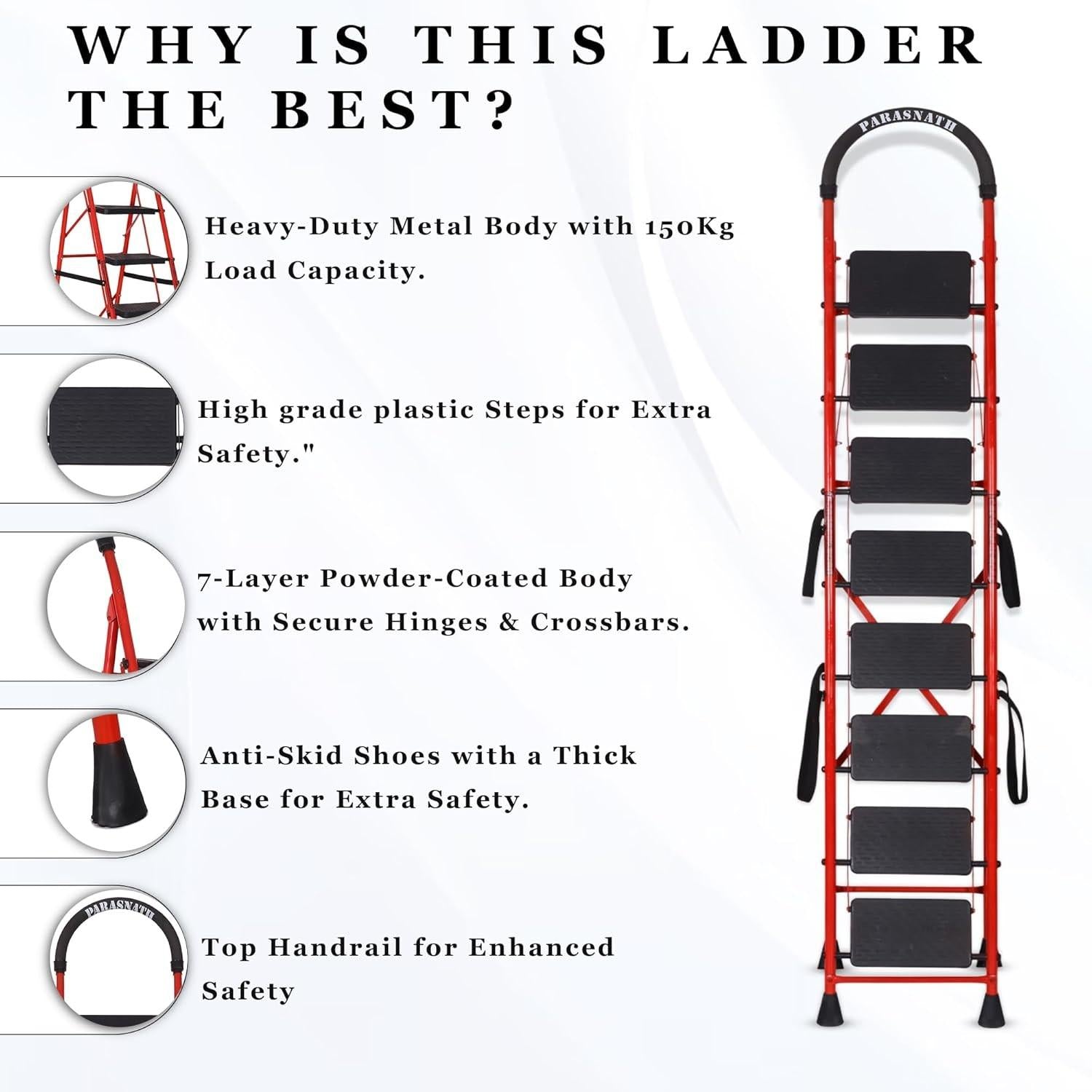 Parasnath GoUp 8 Step Foldable Steel Ladder