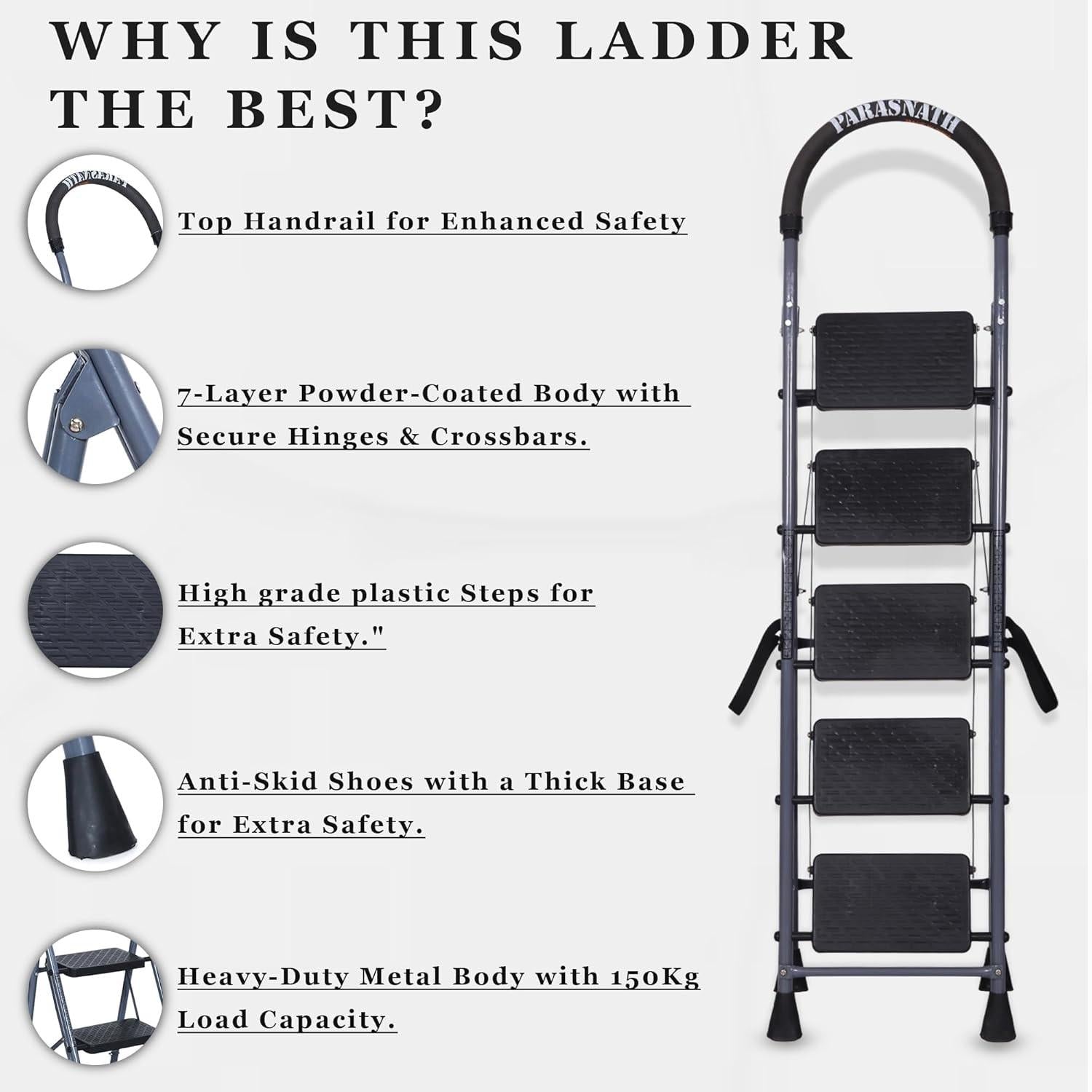 Parasnath GoUp 5 Step Foldable Steel Ladder 