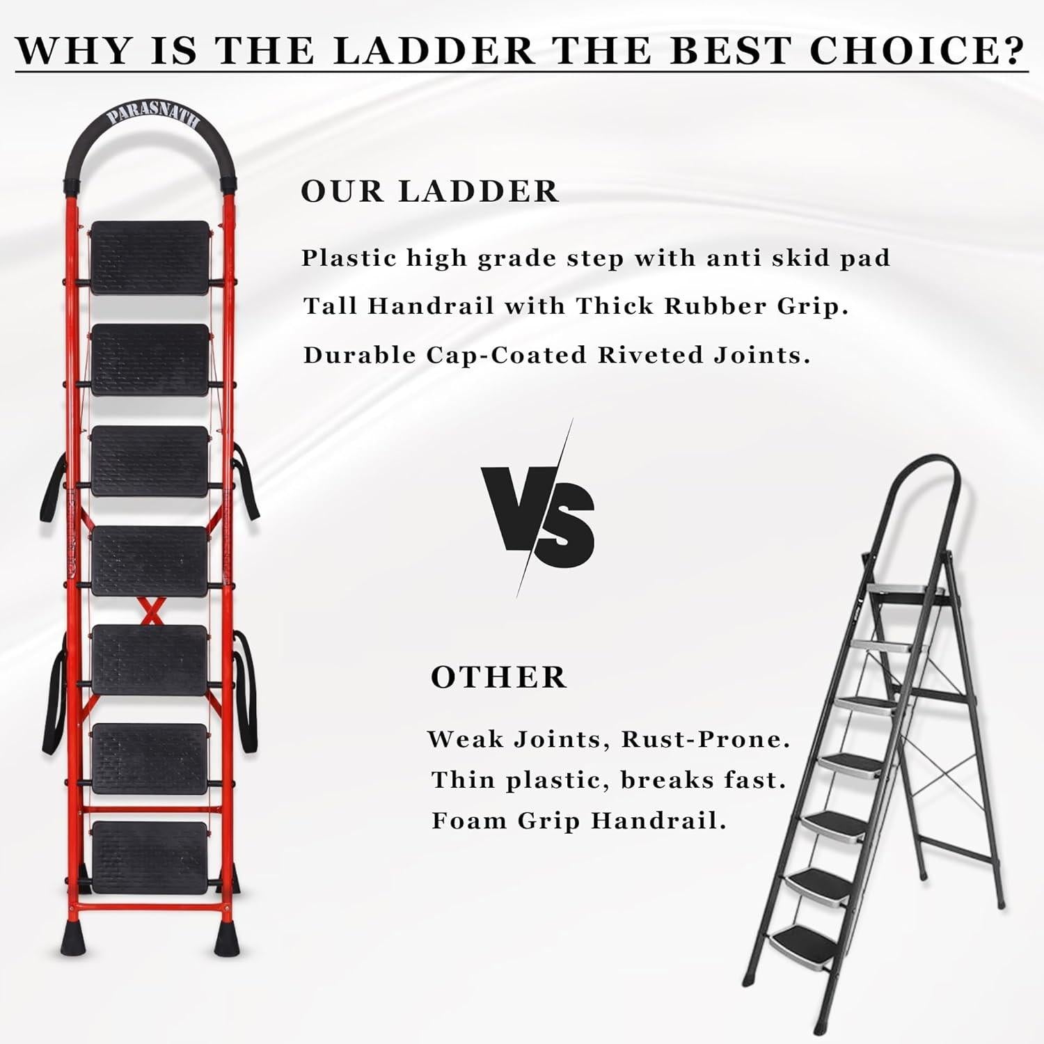 Parasnath GoUp 7 Step Red Steel Foldable Ladder