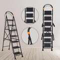 Parasnath GoUp 7 Step Foldable Steel Black Step Ladder – Heavy-Duty and Lightweight Step Ladder with Anti-Skid Wide Plastic Steps, Safety Handle, High Reach Platform for Home, Kitchen, Office, Warehouse Use - 6 Year Manufacturer Warranty - Made in India - PARASNATH