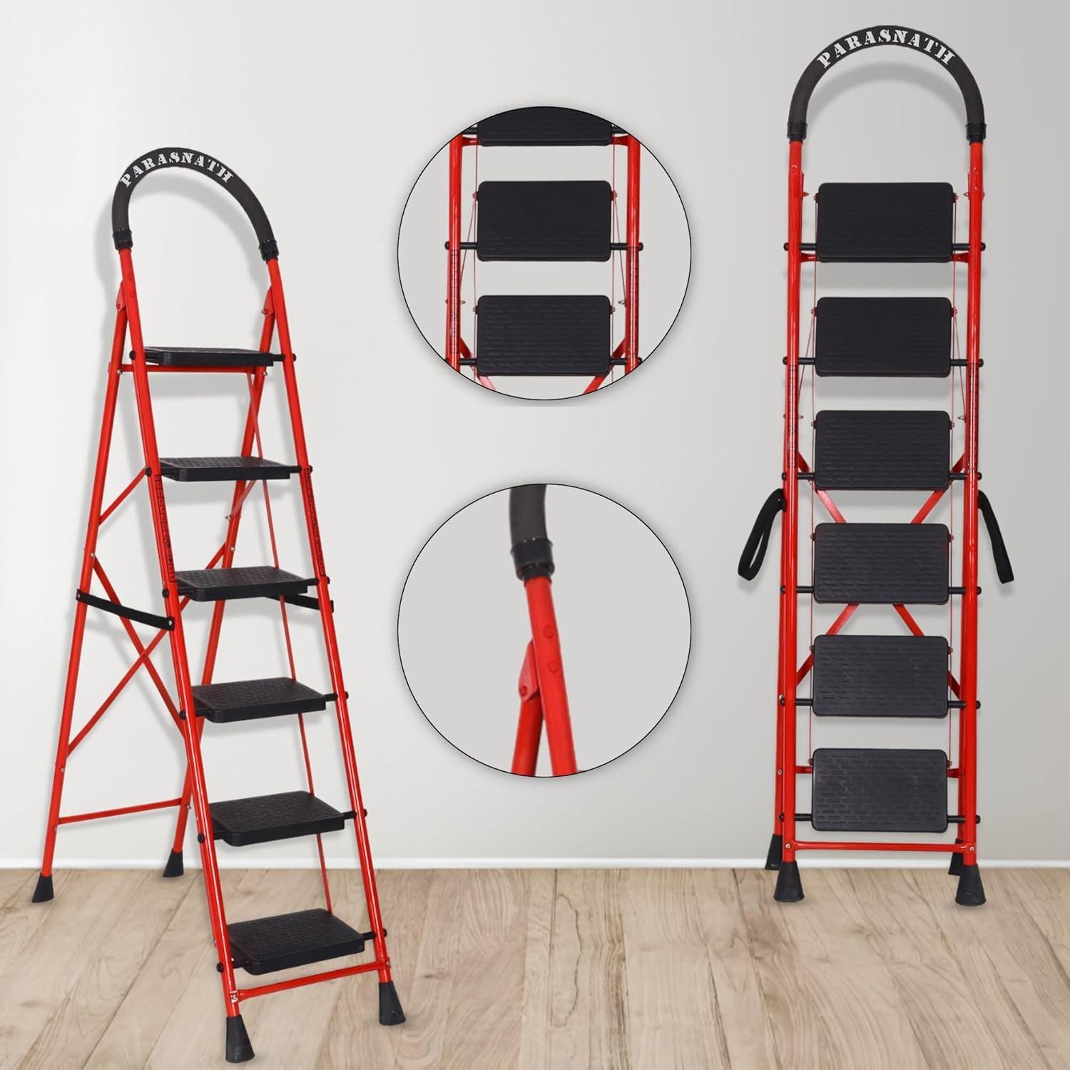 Parasnath GoUp 6 Step Red Steel Foldable Ladder