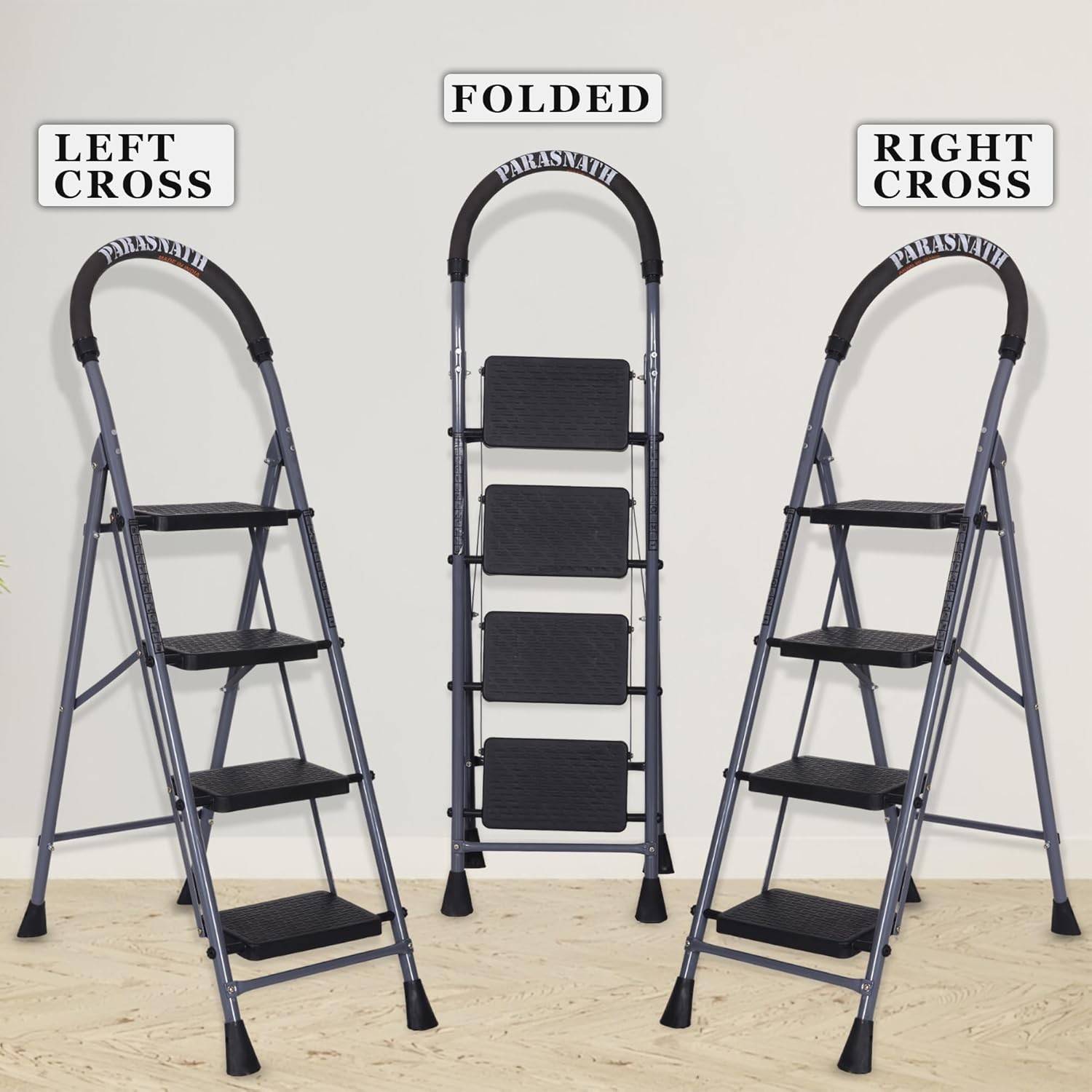 Parasnath GoUp 4 Step Grey Steel Ladder