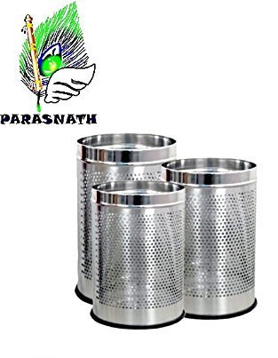 Parasnath Stainless Steel Perforated Dustbin Set of 3 Small Medium Large 