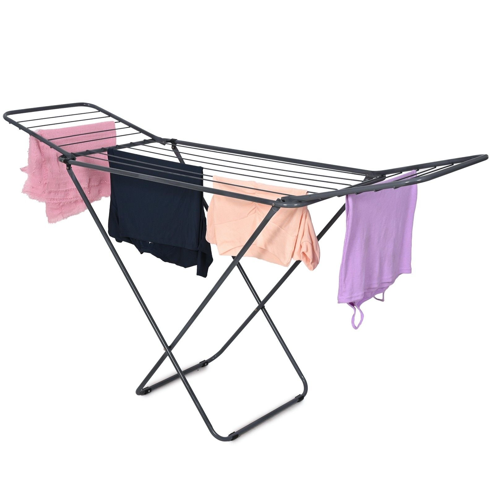 PARASNATH Winsome Cloth Drying Stand – Foldable, Lightweight, Durable Alloy Steel Laundry Rack for Indoor & Outdoor Use, Multiple Drying Rails, Made in India (Grey) - PARASNATH