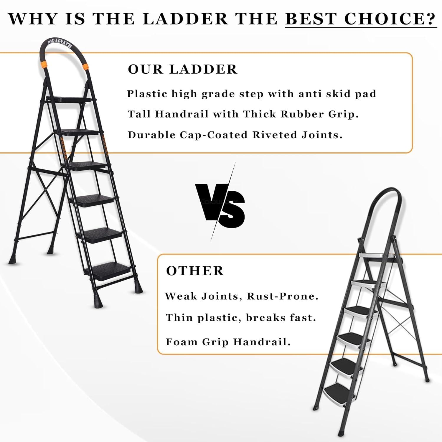 Parasnath GoUp 6 Step Foldable Steel Black Ladder