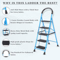 Parasnath GoUp 5 Step Foldable Steel Blue Step Ladder – Heavy-Duty and Lightweight Step Ladder with Anti-Skid Wide Plastic Steps, Safety Handle, High Reach Platform for Home, Kitchen, Office, Warehouse Use - 6 Year Manufacturer Warranty - Made in India - PARASNATH