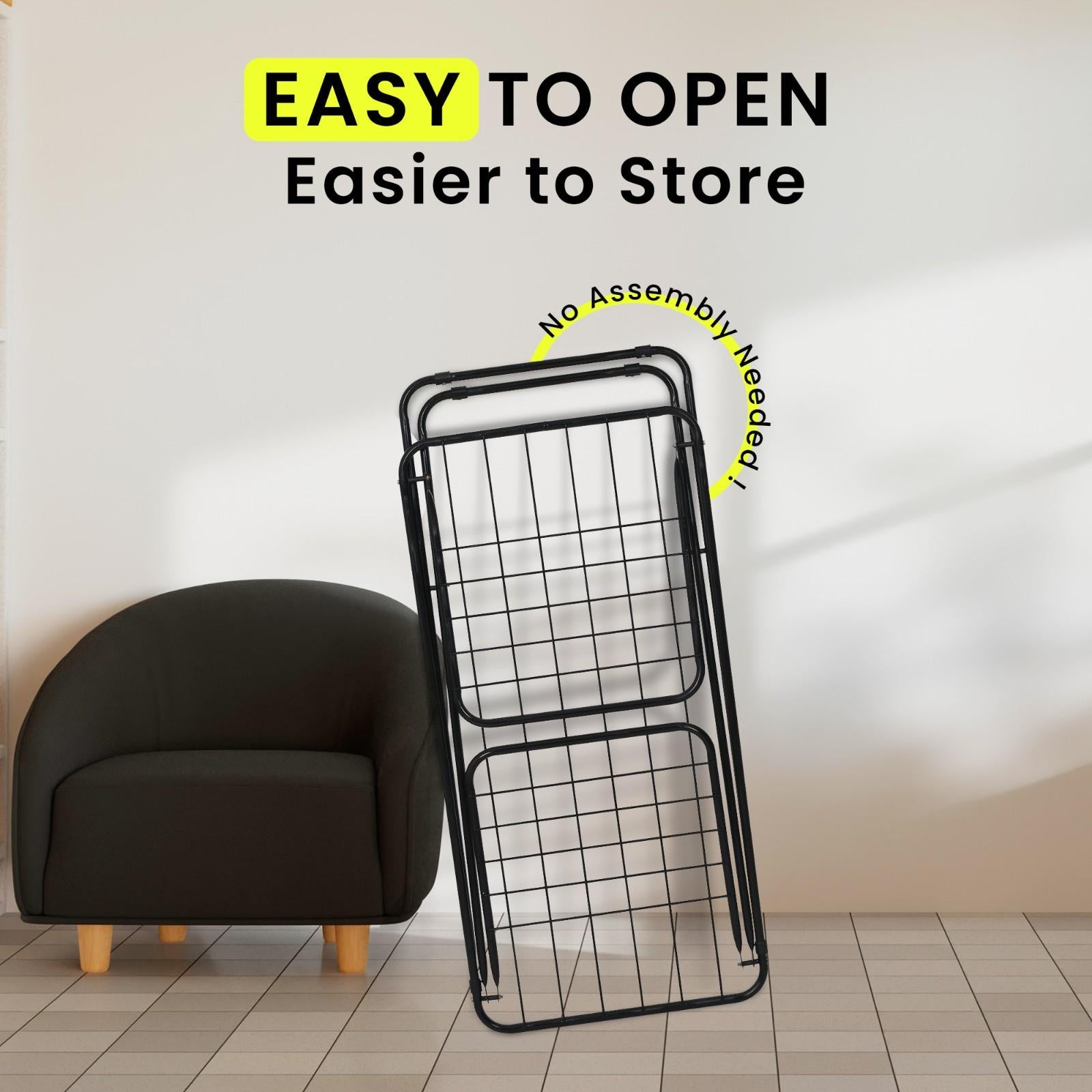 PARASNATH Winsome Cloth Drying Stand – Foldable, Lightweight, Durable Alloy Steel Laundry Rack for Indoor & Outdoor Use, Multiple Drying Rails, Made in India (Black) - PARASNATH
