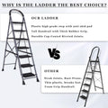 Parasnath GoUp 7 Step Foldable Steel Grey Step Ladder – Heavy-Duty and Lightweight Step Ladder with Anti-Skid Wide Plastic Steps, Safety Handle, High Reach Platform for Home, Kitchen, Office, Warehouse Use - 6 Year Manufacturer Warranty - Made in India - PARASNATH