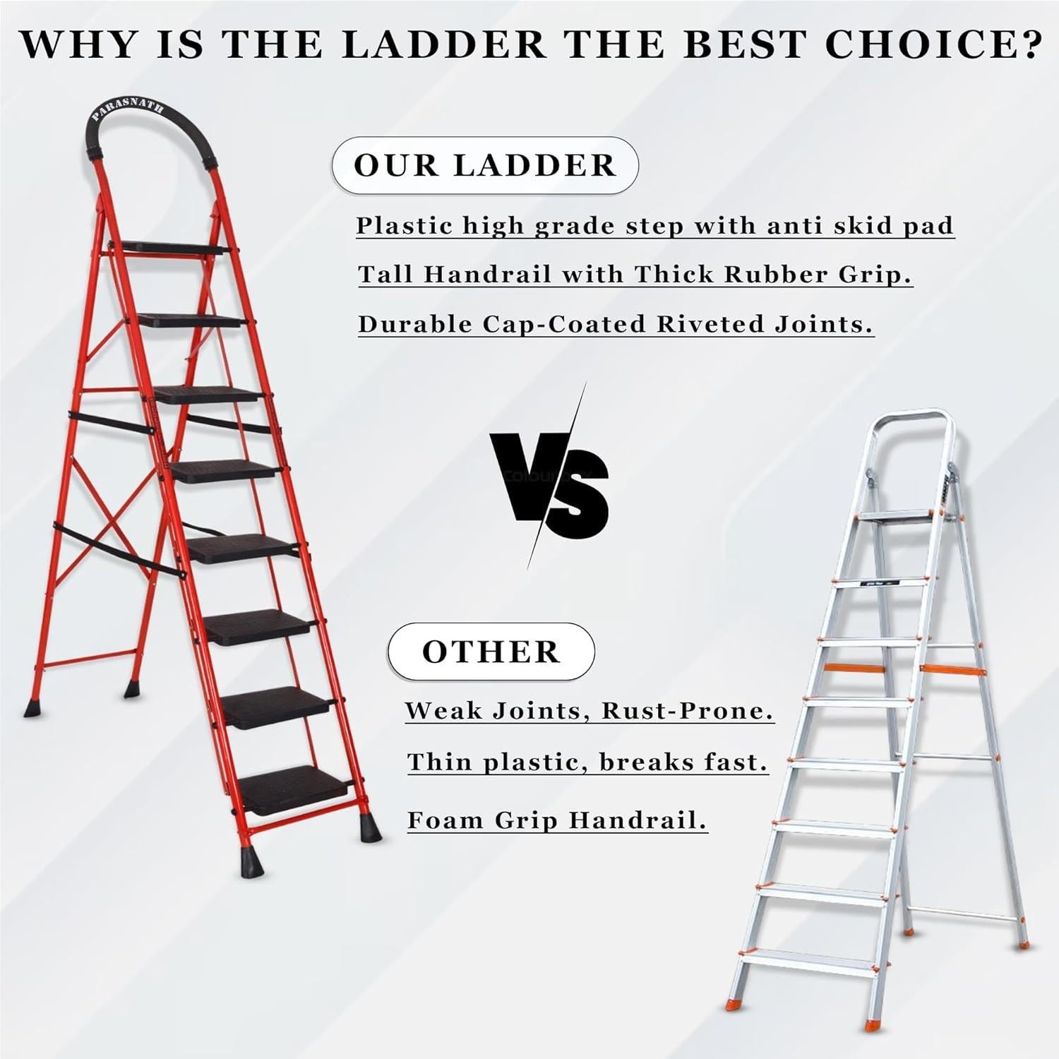 Parasnath GoUp 8 Step Foldable Steel Ladder