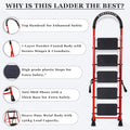 Parasnath GoUp 5 Step Red Steel Foldable Ladder