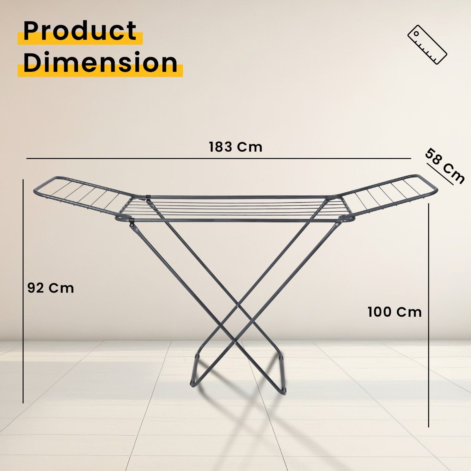 PARASNATH Winsome Cloth Drying Stand – Foldable, Lightweight, Durable Alloy Steel Laundry Rack for Indoor & Outdoor Use, Multiple Drying Rails, Made in India (Grey) - PARASNATH