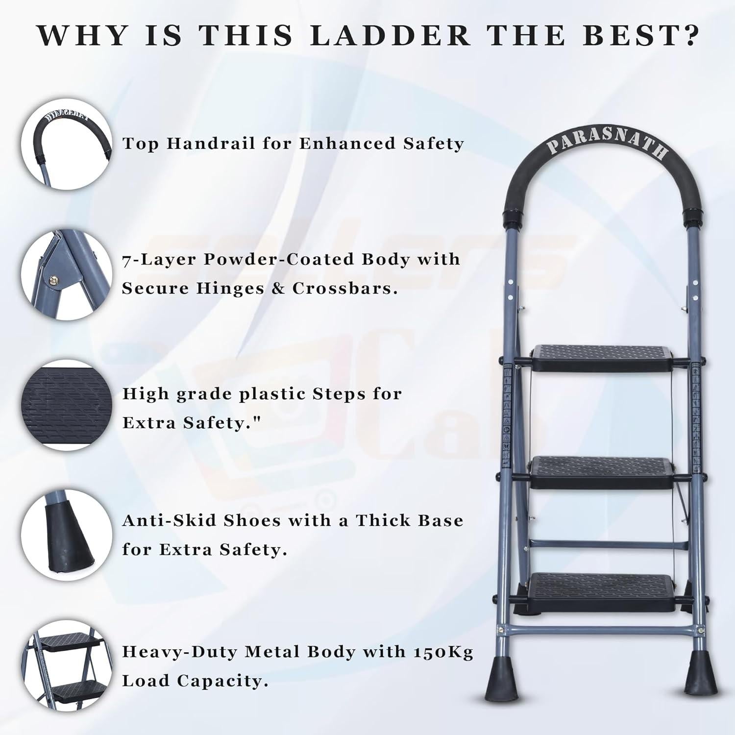 Parasnath GoUp 3 Step Foldable Steel Ladder 