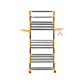 PARASNATH Luxury Black/Orange 3-Pole Steel Cloth Drying Stand with Smooth Breaking Wheels System – Heavy-Duty Durable Drying Rack for Indoor & Outdoor Use, Space-Saving Design, Made in India - PARASNATH