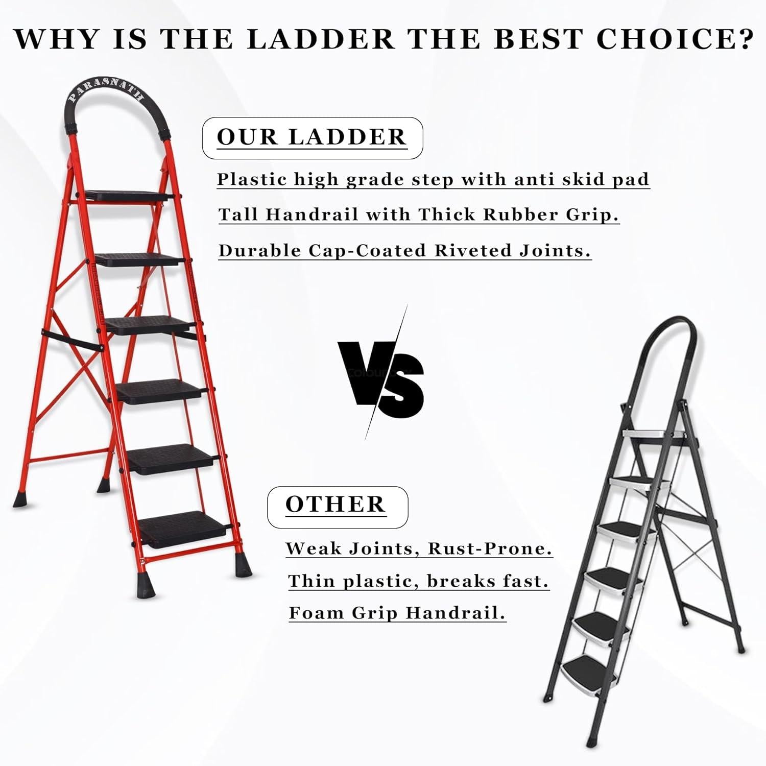 Parasnath GoUp 6 Step Red Steel Foldable Ladder