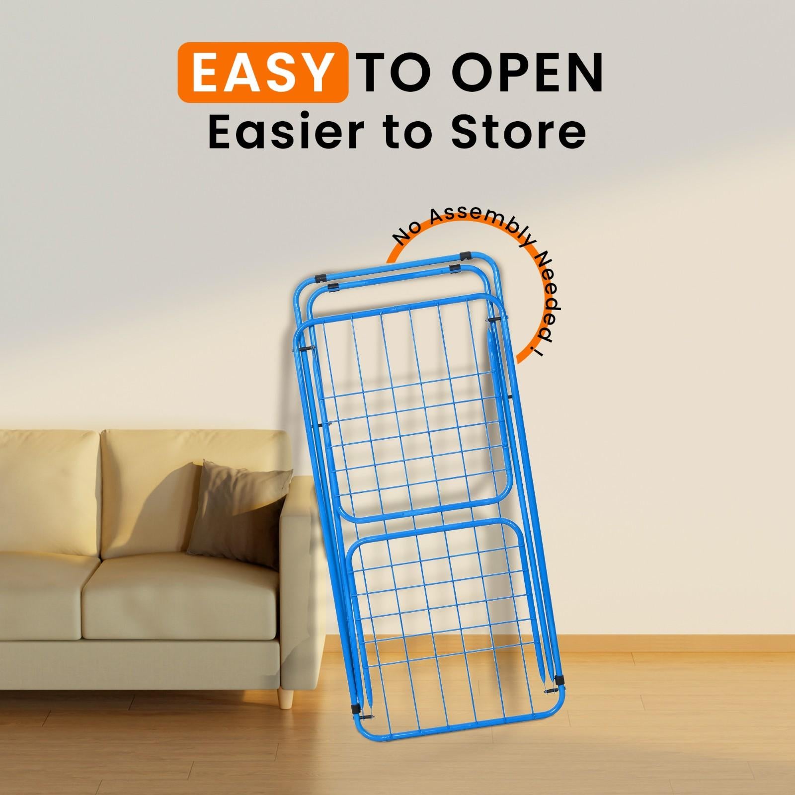 PARASNATH Winsome Cloth Drying Stand – Foldable, Lightweight, Durable Alloy Steel Laundry Rack for Indoor & Outdoor Use, Multiple Drying Rails, Made in India (Blue) - PARASNATH
