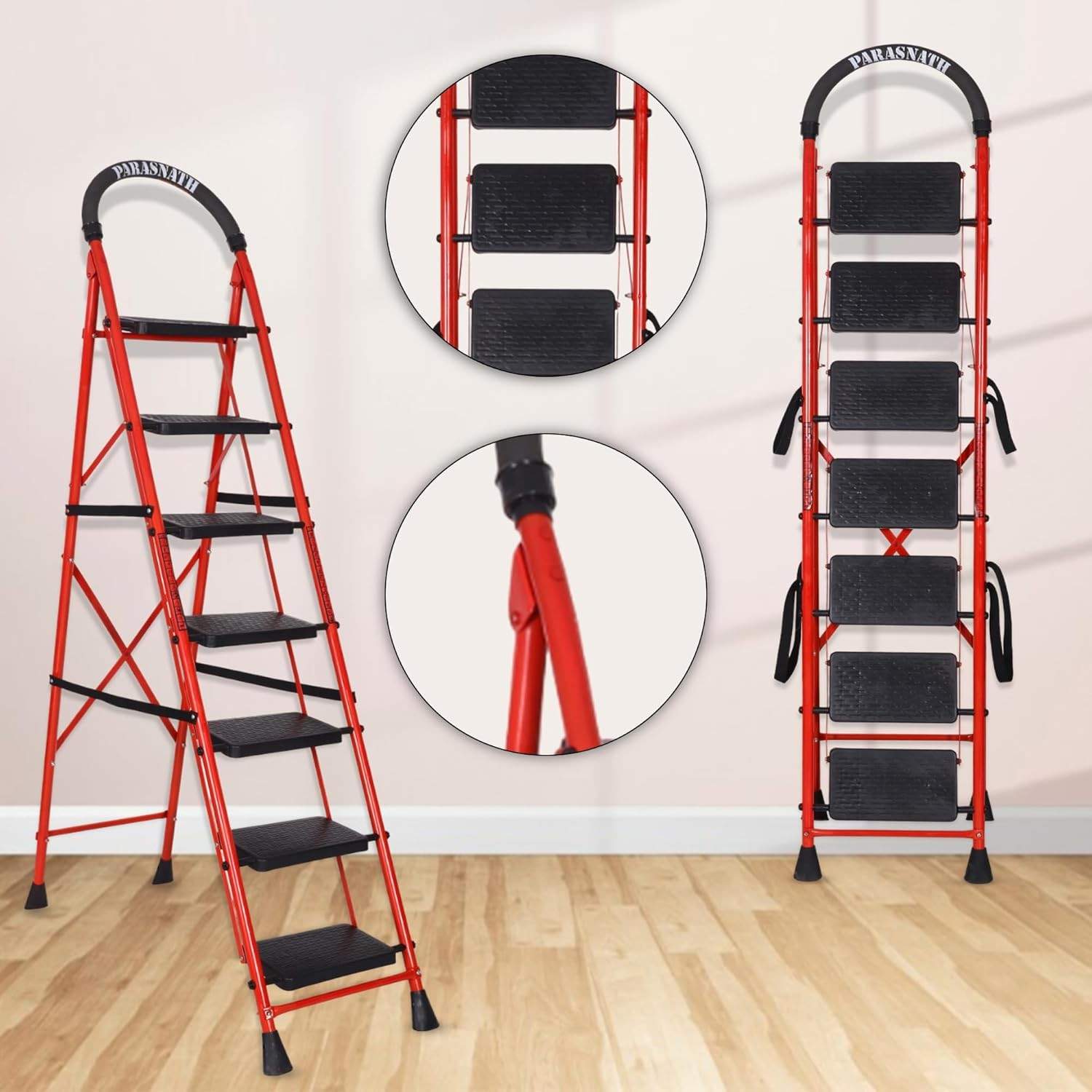 Parasnath GoUp 7 Step Red Steel Foldable Ladder