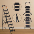 Parasnath GoUp 8 Step Foldable Steel Black Step Ladder – Heavy-Duty and Lightweight Step Ladder with Anti-Skid Wide Plastic Steps, Safety Handle, High Reach Platform for Home, Kitchen, Office, Warehouse Use - 6 Year Manufacturer Warranty - Made in India - PARASNATH