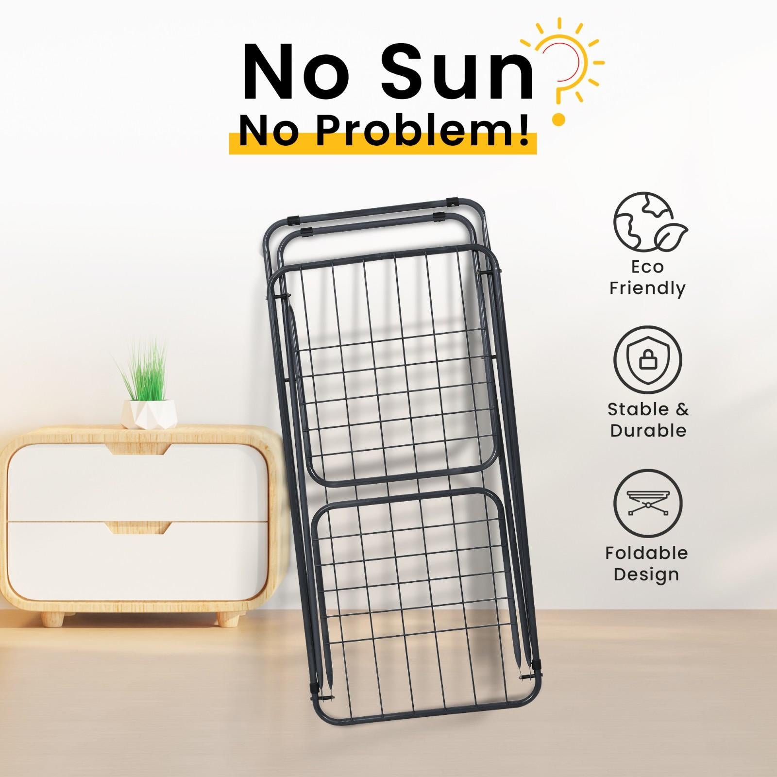 PARASNATH Winsome Cloth Drying Stand – Foldable, Lightweight, Durable Alloy Steel Laundry Rack for Indoor & Outdoor Use, Multiple Drying Rails, Made in India (Grey) - PARASNATH