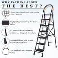 Parasnath GoUp 7 Step Foldable Steel Black Step Ladder – Heavy-Duty and Lightweight Step Ladder with Anti-Skid Wide Plastic Steps, Safety Handle, High Reach Platform for Home, Kitchen, Office, Warehouse Use - 6 Year Manufacturer Warranty - Made in India - PARASNATH