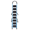 Parasnath GoUp 8 Step Foldable Steel Blue Step Ladder – Heavy-Duty and Lightweight Step Ladder with Anti-Skid Wide Plastic Steps, Safety Handle, High Reach Platform for Home, Kitchen, Office, Warehouse Use - 6 Year Manufacturer Warranty - Made in India - PARASNATH