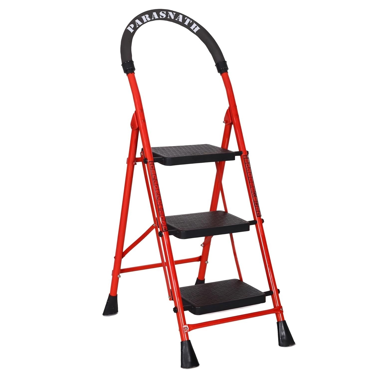Parasnath GoUp 3 Step Red Steel Foldable Ladder