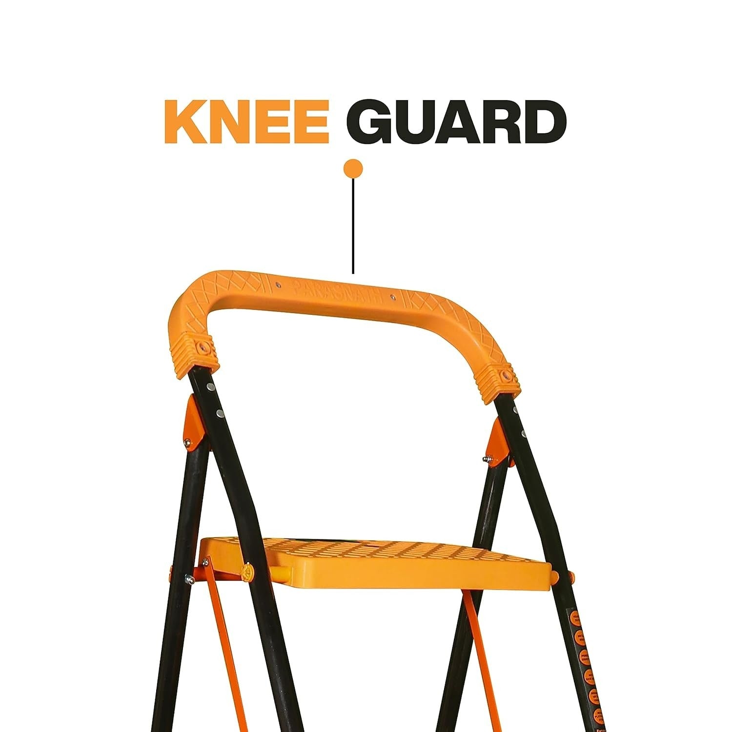 Parasnath Kohinoor 2 Step Heavy-Duty Folding Ladder – Strong Alloy Steel Step Ladder with Wide Anti-Slip Steps, 2.7 Ft Height, Rust-Resistant, Space-Saving Design for Home, Kitchen, Office & Shop Use – Made in India (Orange) - PARASNATH