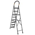 Parasnath GoUp 8 Step Foldable Steel Black Step Ladder – Heavy-Duty and Lightweight Step Ladder with Anti-Skid Wide Plastic Steps, Safety Handle, High Reach Platform for Home, Kitchen, Office, Warehouse Use - 6 Year Manufacturer Warranty - Made in India - PARASNATH