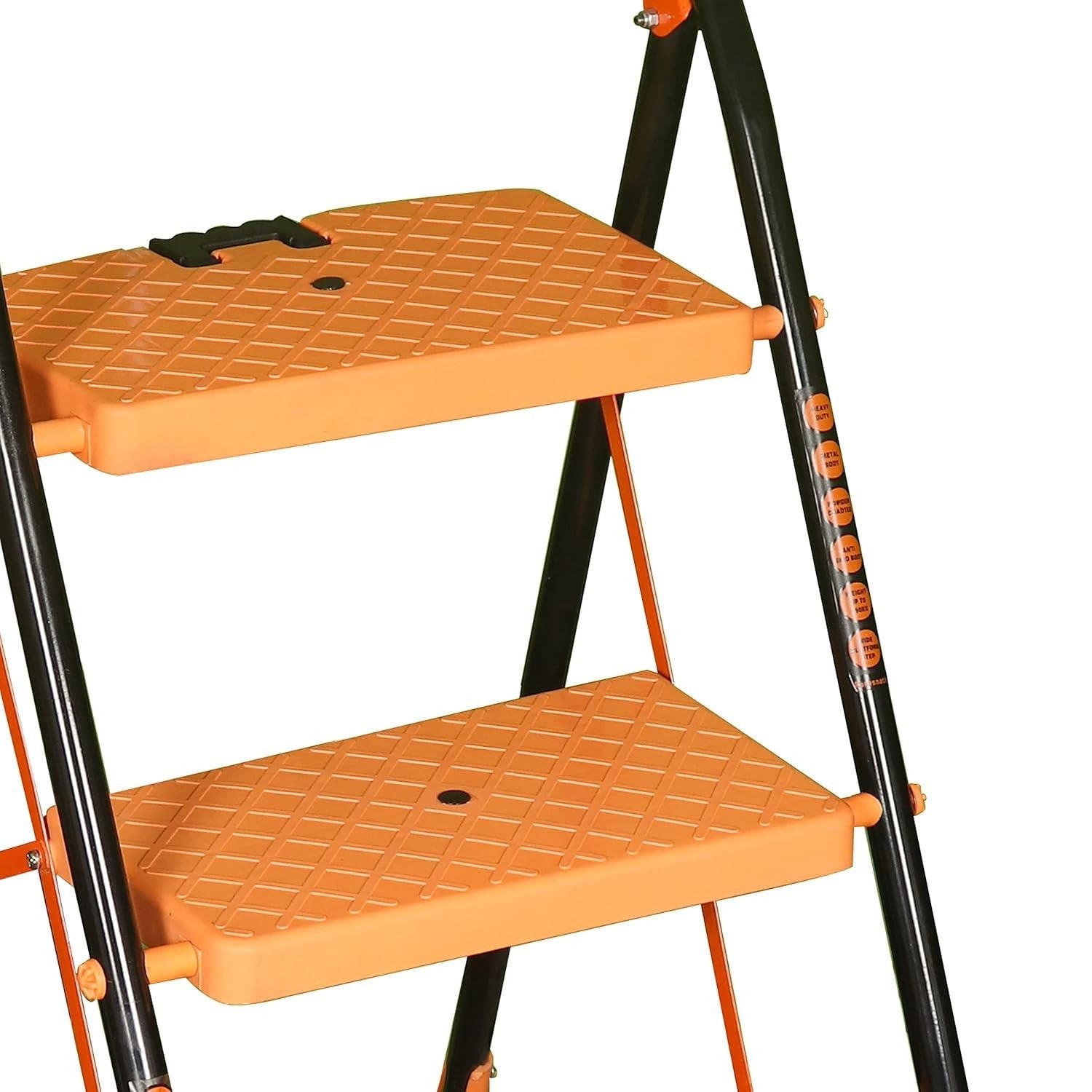 Parasnath Kohinoor 2 Step Heavy-Duty Folding Ladder – Strong Alloy Steel Step Ladder with Wide Anti-Slip Steps, 2.7 Ft Height, Rust-Resistant, Space-Saving Design for Home, Kitchen, Office & Shop Use – Made in India (Orange) - PARASNATH