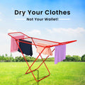 PARASNATH Winsome Cloth Drying Stand – Foldable, Lightweight, Durable Alloy Steel Laundry Rack for Indoor & Outdoor Use, Multiple Drying Rails, Made in India (Red) - PARASNATH