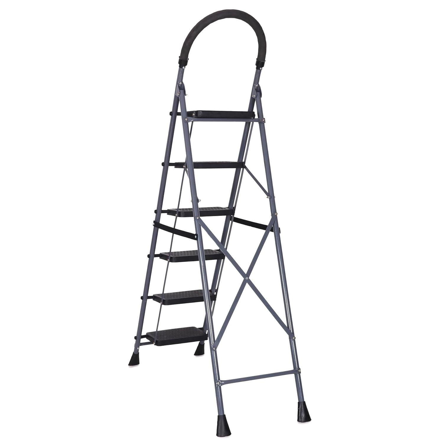 Parasnath GoUp 6 Step Foldable Steel Grey Step Ladder