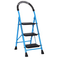 Parasnath GoUp 3 Step Foldable Steel Blue Step Ladder – Heavy-Duty and Lightweight Step Ladder with Anti-Skid Wide Plastic Steps, Safety Handle, High Reach Platform for Home, Kitchen, Office, Warehouse Use - 6 Year Manufacturer Warranty - Made in India - PARASNATH